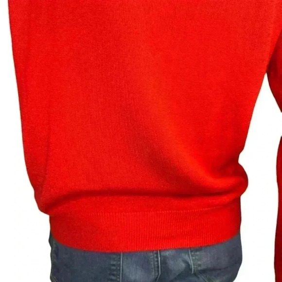Draper’s & Damons Red Mock Neck Sweater, Back Acrylic Quarter Zipper Size PM. - Picture 9 of 11